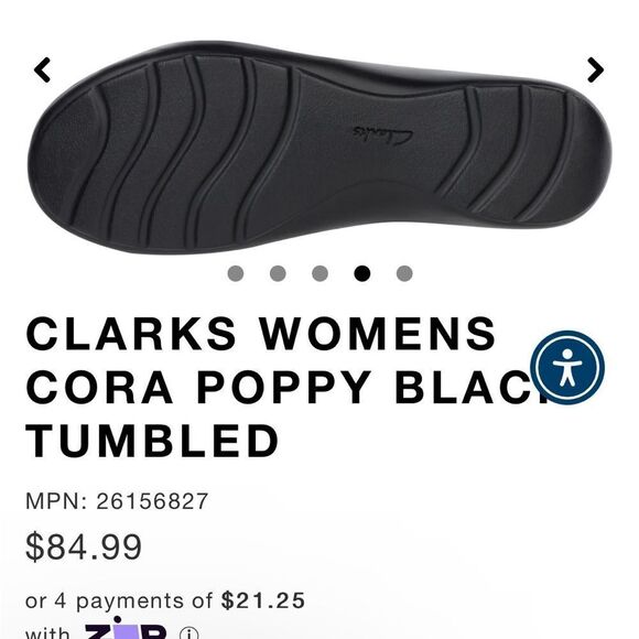 COPY - CLARKS WOMENS CORA POPPY BLACK TUMBLED 6 1/2 Comfy shoes - Picture 5 of 5